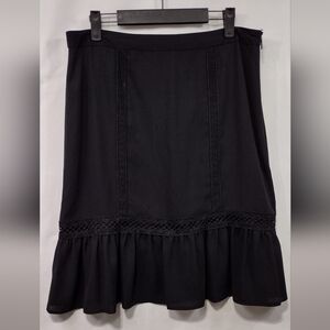 Karl Lagerfeld Paris Ruffle Skirt Women's 8 Black Ruffle Lace Retro 90s Grunge